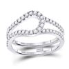Image 1 : Womens Round Diamond Wrap Ring Guard Enhancer 1/2 Cttw 14kt White Gold - REF-43M5H