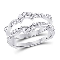 Womens Round Diamond Wrap Ring Guard Enhancer 1/3 Cttw 14kt White Gold - REF-46W5K