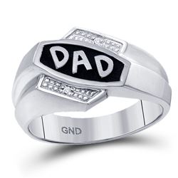 Mens Round Diamond Dad Father Ring .01 Cttw 10kt White Gold - REF-15W5K