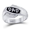 Image 1 : Mens Round Diamond Dad Father Ring .01 Cttw 10kt White Gold - REF-15W5K