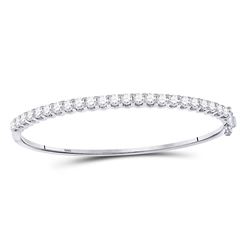 Womens Round Diamond Classic Bangle Bracelet 3 Cttw 14kt White Gold - REF-247X9A