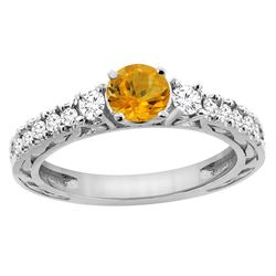 1.10 CTW Citrine & Diamond Ring 14K White Gold - REF-79F3N