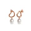 Image 1 : Genuine 8 ctw Pearl Earrings 14KT Rose Gold - REF-39T4A