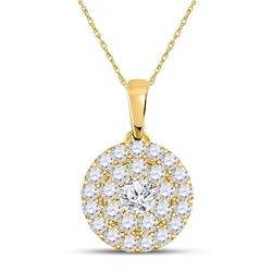 Womens Round Diamond Cluster Pendant 1/4 Cttw 10kt Yellow Gold - REF-16H9R