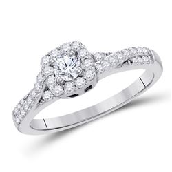 Round Diamond Solitaire Bridal Wedding Engagement Ring 1/2 Cttw 10kt White Gold - REF-40W9K