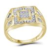 Image 1 : Mens Round Diamond Square Cluster Ring 1/4 Cttw 10kt Yellow Gold - REF-29Y9N