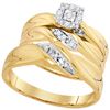 Image 1 : His Hers Round Diamond Matching Wedding Set 1/8 Cttw 10kt Yellow Gold - REF-30R9X