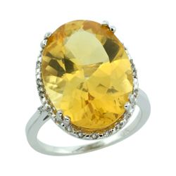 13.71 CTW Citrine & Diamond Ring 14K White Gold - REF-59F4N