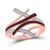 Image 1 : Womens Round Red Color Enhanced Diamond Bypass Fashion Ring 1/4 Cttw 10kt Rose Gold - REF-21X5A