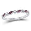Image 1 : Womens Round Ruby Diamond Stackable Band Ring 1/8 Cttw 10kt White Gold - REF-9H5R