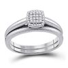 Image 1 : Round Diamond Bridal Wedding Ring Band Set 1/10 Cttw 10kt White Gold - REF-19M9H