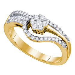 Round Diamond Flower Cluster Bridal Wedding Engagement Ring 1/2 Cttw 10kt Yellow Gold - REF-37K5Y