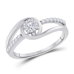 Round Diamond Halo Bridal Wedding Engagement Ring 1/3 Cttw 10kt White Gold - REF-25X9A