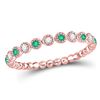 Image 1 : Womens Round Emerald Diamond Dot Stackable Band Ring 1/6 Cttw 10kt Rose Gold - REF-13F9W