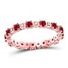 Image 1 : Womens Round Ruby Diamond Eternity Stackable Band Ring 1 Cttw 10kt Rose Gold - REF-24Y5N