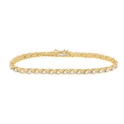 Womens Round Diamond Tennis Bracelet 2 Cttw 10kt Two-tone Gold - REF-109W5K