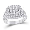 Image 1 : Womens Round Diamond Square Cluster Ring 1-7/8 Cttw 14kt White Gold - REF-109W5K
