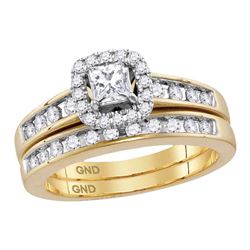 Diamond Princess EGL Bridal Wedding Ring Band Set 3/4 Cttw 14kt Yellow Gold - REF-93K5Y