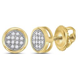 Womens Round Diamond Circle Cluster Earrings 1/20 Cttw 10kt Yellow Gold - REF-8K9Y