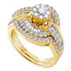 Image 1 : Round Diamond Bridal Wedding Ring Band Set 1-1/5 Cttw 14kt Yellow Gold - REF-90R5X