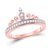 Image 1 : Womens Round Diamond Crown Tiara Band Ring 1/5 Cttw 10kt Rose Gold - REF-18H5R