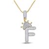 Image 1 : Mens Baguette Diamond Crown F Letter Charm Pendant 5/8 Cttw 10kt Yellow Gold - REF-27H9R