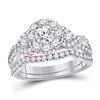 Image 1 : Round Diamond Bridal Wedding Ring Band Set 1-1/2 Cttw 14kt White Gold - REF-162H9R