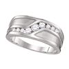 Image 1 : Mens Round Diamond Wedding Band Ring 1/2 Cttw 10kt White Gold - REF-45K5Y