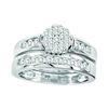 Image 1 : Round Diamond Cluster Bridal Wedding Ring Band Set 3/4 Cttw 14kt White Gold - REF-79H5R