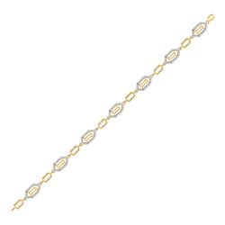 Womens Round Diamond Geometric Fashion Bracelet 1/2 Cttw 10kt Yellow Gold - REF-41Y9N