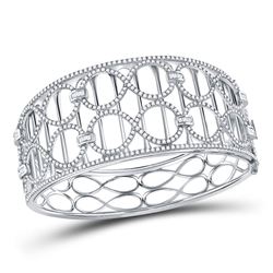 Womens Round Diamond Fashion Cocktail Bracelet 4 Cttw 14kt White Gold - REF-384W5K