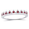 Image 1 : Womens Round Ruby Beaded Chevron Stackable Band Ring 1/10 Cttw 10kt White Gold - REF-8A5M