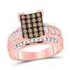 Image 1 : Round Brown Diamond Cluster Bridal Wedding Engagement Ring 1 Cttw 10kt Rose Gold - REF-47R9X