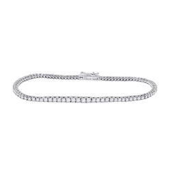 Womens Round Diamond Studded Tennis Bracelet 2 Cttw 14kt White Gold - REF-115R9X