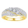 Image 1 : Womens Round Diamond 3-stone Ring 1/2 Cttw 10kt Yellow Gold - REF-30H5R