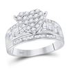 Image 1 : Round Diamond Heart Cluster Bridal Wedding Engagement Ring 1 Cttw 10kt White Gold - REF-56K5Y