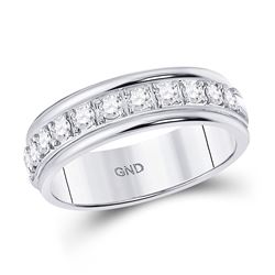 Womens Round Diamond Single Row Band Ring 1/2 Cttw 10kt White Gold - REF-36Y9N