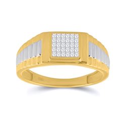 Mens Princess Diamond Ribbed Cluster Ring 1/4 Cttw 14kt Two-tone Gold - REF-32H5R
