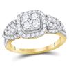Image 1 : Womens Round Diamond Square Cluster Ring 1-1/4 Cttw 10kt Yellow Gold - REF-65A5M