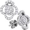 Image 1 : Womens Round Diamond Convertible Dangle Earrings 3/4 Cttw 18kt White Gold - REF-109H5R