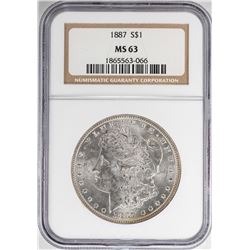 1887 $1 Morgan Silver Dollar Coin NGC MS63 Nice Toning