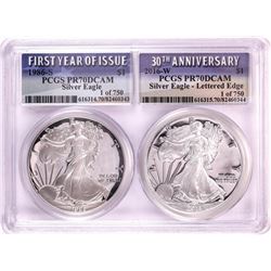 1986-S & 2016-W $1 Proof American Silver Eagle Coin Set PCGS PR70DCAM