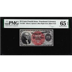 1863 25 Cents Fourth Issue Fractional Note Fr.1303 PMG Gem Uncirculated 65EPQ