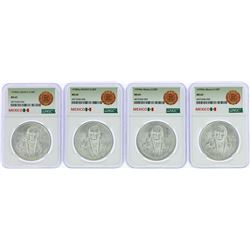 Lot of (4) 1978Mo Mexico 100 Pesos Silver Coins NGC MS65