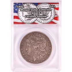 1892 $1 Morgan Silver Dollar Coin ANACS Genuine