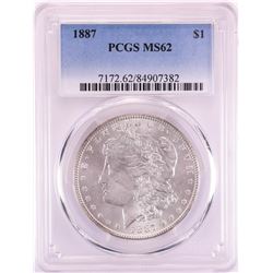 1887 $1 Morgan Silver Dollar Coin PCGS MS62