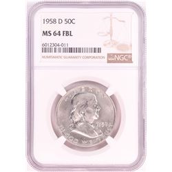 1958-D Franklin Half Dollar Coin NGC MS64FBL