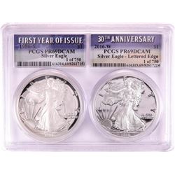 1986-S & 2016-W $1 Proof American Silver Eagle Coin Set PCGS PR69DCAM