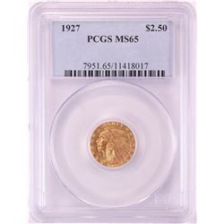 1927 $2 1/2 Indian Head Quarter Eagle Gold Coin PCGS MS65