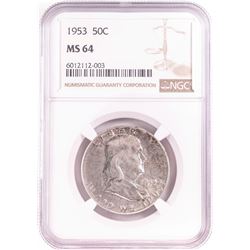 1953 Franklin Half Dollar Coin NGC MS64